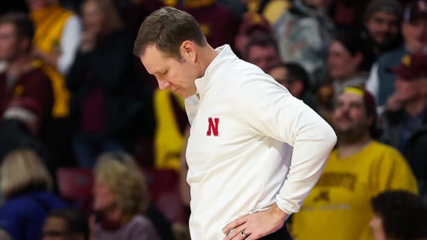 Nebraska head coach Fred Hoiberg reacts during the Huskers' second-half collapse Wednesday night at Minnesota.